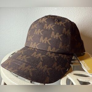 NWT Michael Kors Gold and Brown Logo Cap